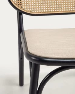 Doriane Solid Elm Easy Chair With Black Lacquer Finish And Upholstered Seat | Kave Home -Quality Furniture Store CC2115MV12 1D01