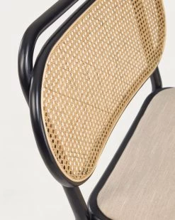 Doriane Solid Elm Easy Chair With Black Lacquer Finish And Upholstered Seat | Kave Home -Quality Furniture Store CC2115MV12 1D02