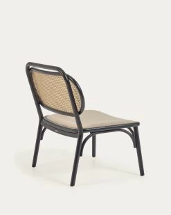 Doriane Solid Elm Easy Chair With Black Lacquer Finish And Upholstered Seat | Kave Home -Quality Furniture Store CC2115MV12 1V03