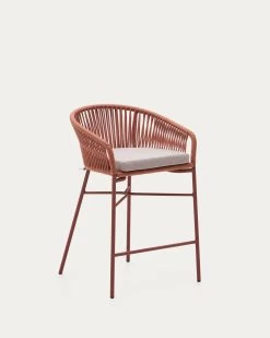 Yanet Stackable Stool Made From Terracotta Cord And Galvanised Steel Height 65 Cm | Kave Home