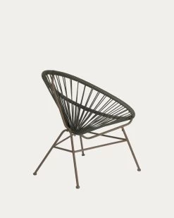 Samantha Armchair With Green Cord And Galvanised Steel. | Kave Home 18 Samantha Armchair With Green Cord And Galvanised Steel. | Kave Home -Quality Furniture Store CC2195J19 1V03