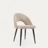 Beige Chenille Mael Chair With Steel Legs With Black Finish | Kave Home -Quality Furniture Store CC2211BG12 1V01