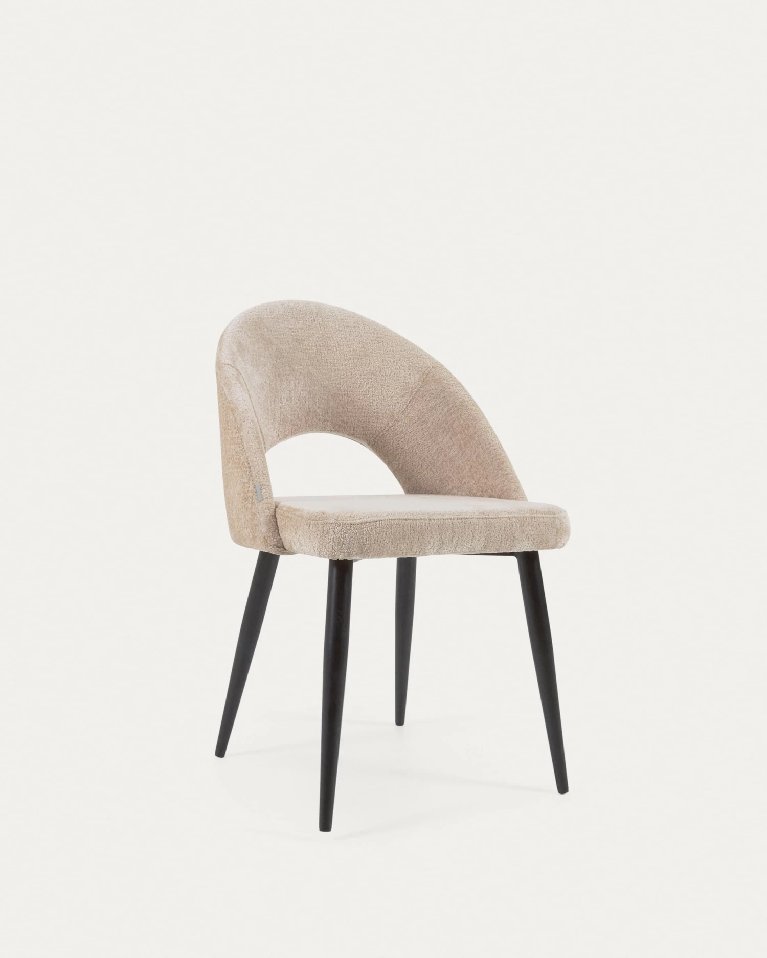 Beige Chenille Mael Chair With Steel Legs With Black Finish | Kave Home 3 Beige Chenille Mael Chair With Steel Legs With Black Finish | Kave Home