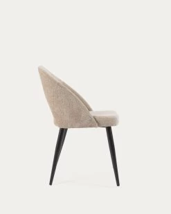 Beige Chenille Mael Chair With Steel Legs With Black Finish | Kave Home 17 Beige Chenille Mael Chair With Steel Legs With Black Finish | Kave Home -Quality Furniture Store CC2211BG12 1V02
