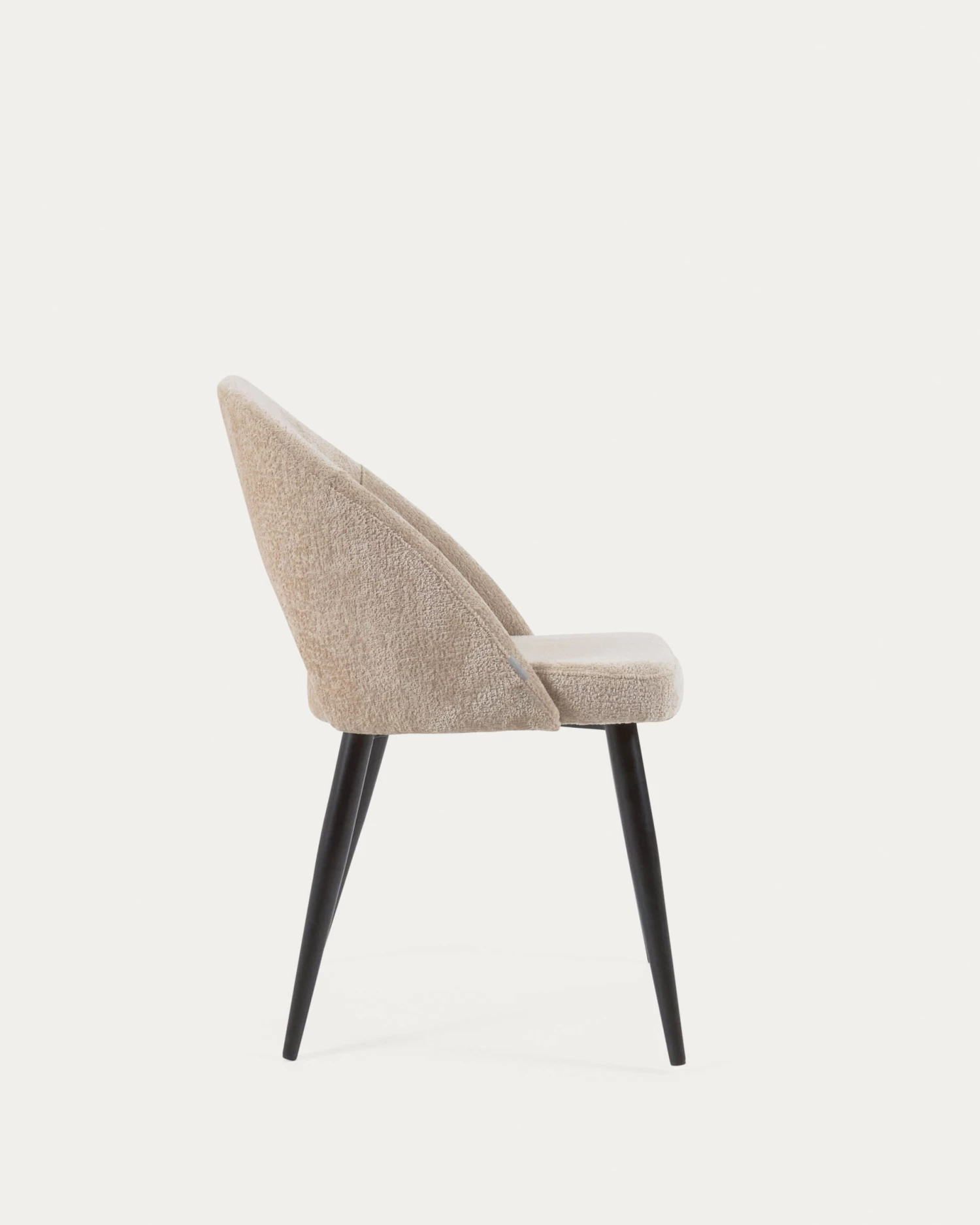 Beige Chenille Mael Chair With Steel Legs With Black Finish | Kave Home 8 Beige Chenille Mael Chair With Steel Legs With Black Finish | Kave Home - Image 6