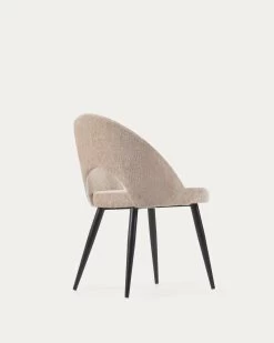 Beige Chenille Mael Chair With Steel Legs With Black Finish | Kave Home 19 Beige Chenille Mael Chair With Steel Legs With Black Finish | Kave Home -Quality Furniture Store CC2211BG12 1V03