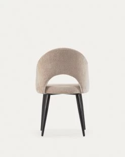 Beige Chenille Mael Chair With Steel Legs With Black Finish | Kave Home 21 Beige Chenille Mael Chair With Steel Legs With Black Finish | Kave Home -Quality Furniture Store CC2211BG12 1V05