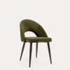 Green Chenille Mael Chair With Steel Legs With Black Finish | Kave Home 1 Green Chenille Mael Chair With Steel Legs With Black Finish | Kave Home -Quality Furniture Store CC2211BG19 1V01