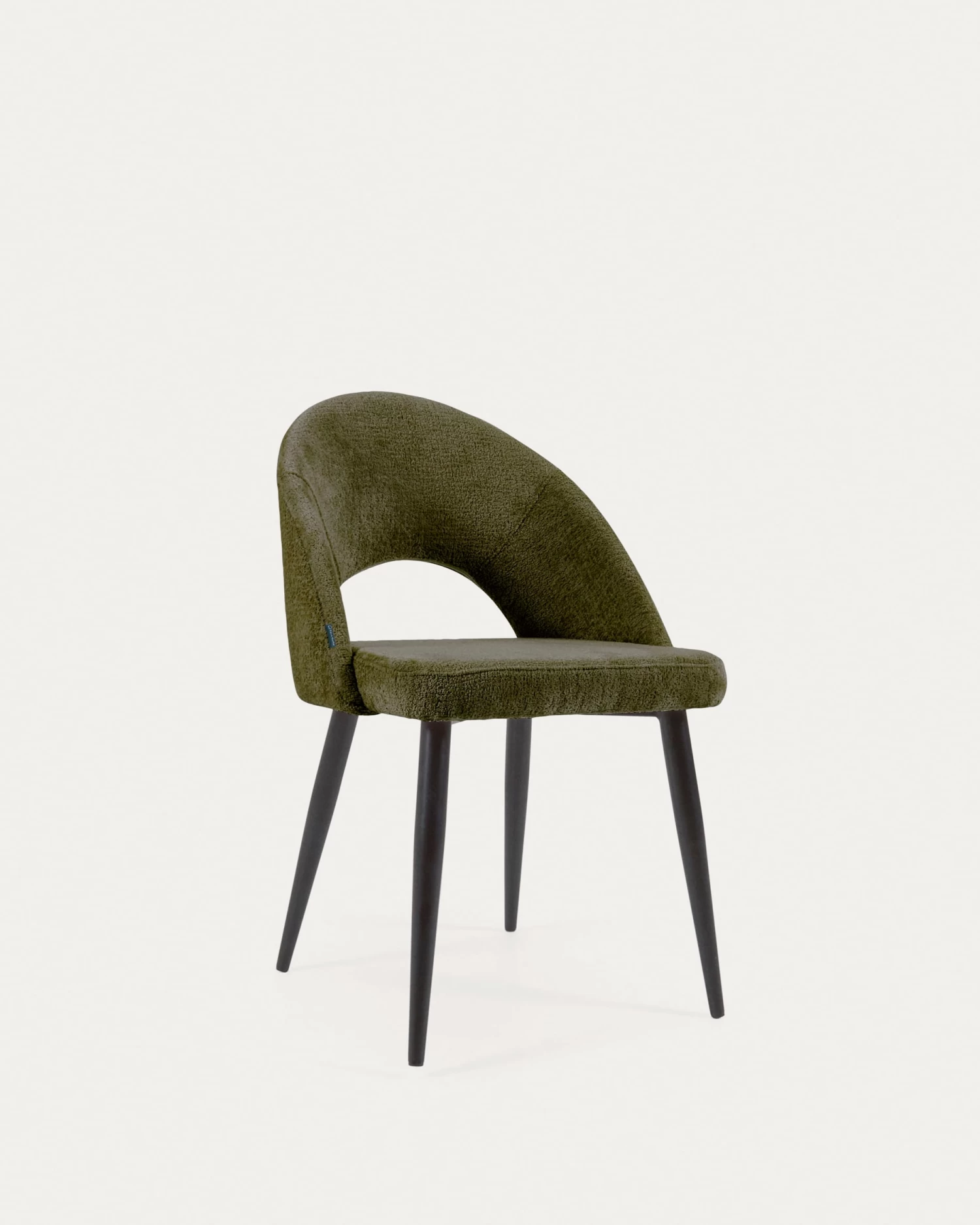 Green Chenille Mael Chair With Steel Legs With Black Finish | Kave Home 3 Green Chenille Mael Chair With Steel Legs With Black Finish | Kave Home