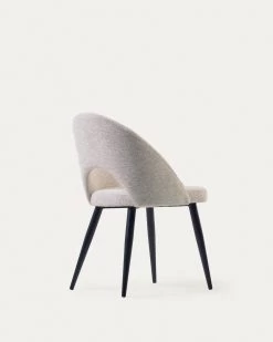 Beige Mael Chair With Steel Legs With Black Finish | Kave Home -Quality Furniture Store CC2211MN12 1V03