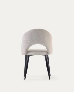 Beige Mael Chair With Steel Legs With Black Finish | Kave Home -Quality Furniture Store CC2211MN12 1V05