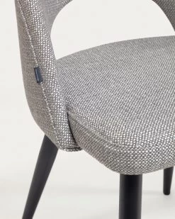 Grey Mael Chair With Steel Legs With Black Finish | Kave Home 15 Grey Mael Chair With Steel Legs With Black Finish | Kave Home -Quality Furniture Store CC2211MN14 1D02