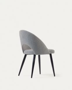 Grey Mael Chair With Steel Legs With Black Finish | Kave Home 17 Grey Mael Chair With Steel Legs With Black Finish | Kave Home -Quality Furniture Store CC2211MN14 1V03