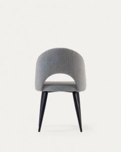 Grey Mael Chair With Steel Legs With Black Finish | Kave Home 19 Grey Mael Chair With Steel Legs With Black Finish | Kave Home -Quality Furniture Store CC2211MN14 1V05