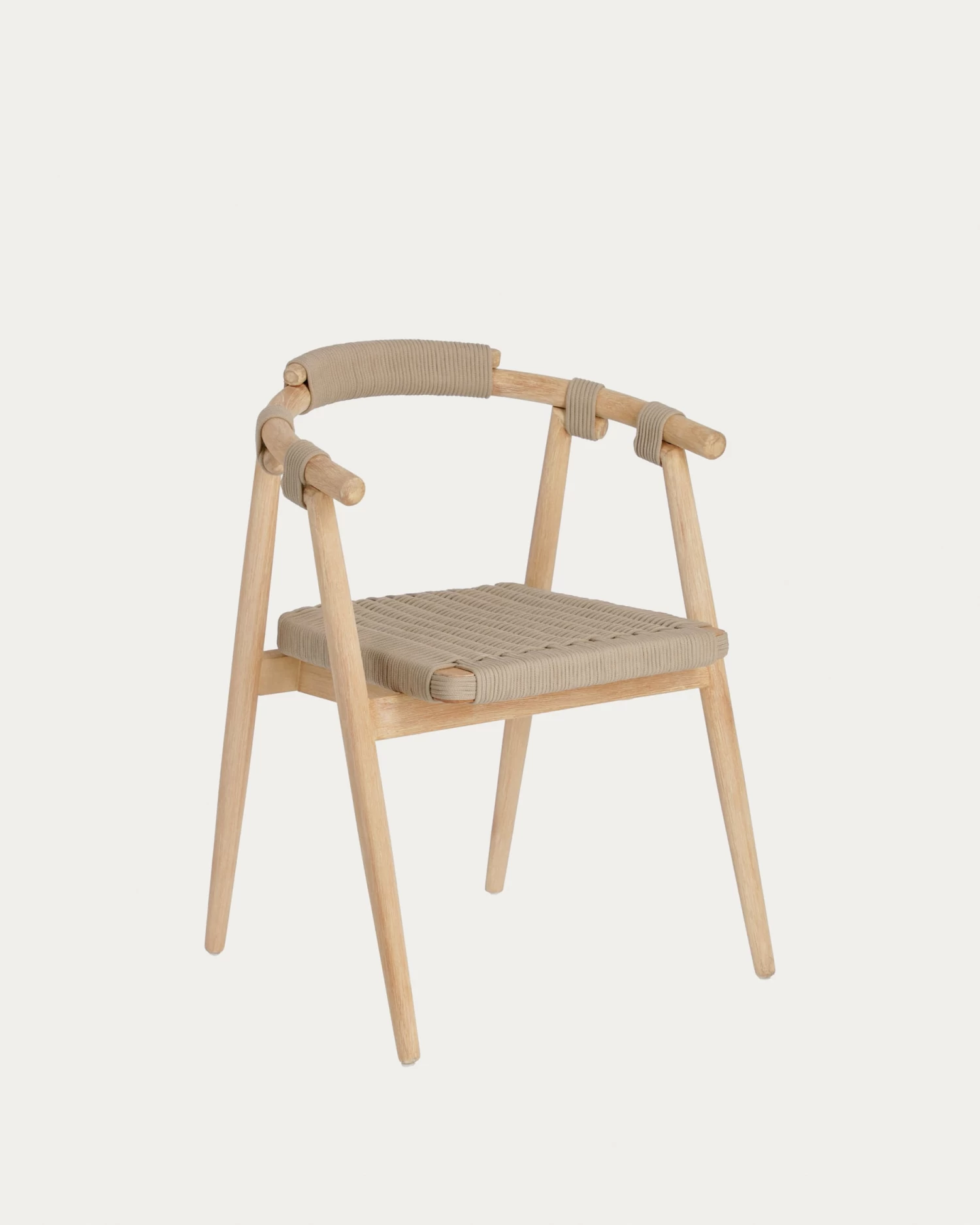 Majela Stackable Chair In Solid 100% FSC Eucalyptus With Oak-effect Finish And Beige Rope | Kave Home 3 Majela Stackable Chair In Solid 100% FSC Eucalyptus With Oak-effect Finish And Beige Rope | Kave Home