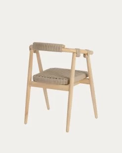 Majela Stackable Chair In Solid 100% FSC Eucalyptus With Oak-effect Finish And Beige Rope | Kave Home 19 Majela Stackable Chair In Solid 100% FSC Eucalyptus With Oak-effect Finish And Beige Rope | Kave Home -Quality Furniture Store CC2228J11 1V03