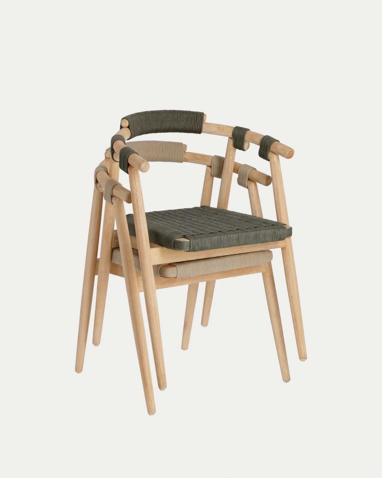 Majela Stackable Chair In Solid 100% FSC Eucalyptus With Oak-effect Finish And Beige Rope | Kave Home 11 Majela Stackable Chair In Solid 100% FSC Eucalyptus With Oak-effect Finish And Beige Rope | Kave Home - Image 9