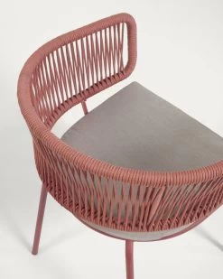 Nadin Terracotta Cord Chair With Galvanised Steel Legs | Kave Home -Quality Furniture Store CC2234J86 1D01