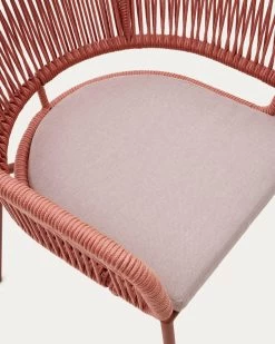 Nadin Terracotta Cord Chair With Galvanised Steel Legs | Kave Home -Quality Furniture Store CC2234J86 1D02