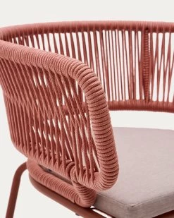 Nadin Terracotta Cord Chair With Galvanised Steel Legs | Kave Home -Quality Furniture Store CC2234J86 1D03