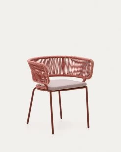 Nadin Terracotta Cord Chair With Galvanised Steel Legs | Kave Home