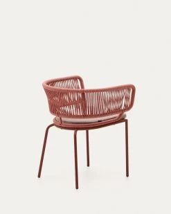 Nadin Terracotta Cord Chair With Galvanised Steel Legs | Kave Home -Quality Furniture Store CC2234J86 1V03