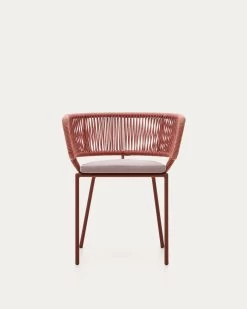 Nadin Terracotta Cord Chair With Galvanised Steel Legs | Kave Home -Quality Furniture Store CC2234J86 1V04
