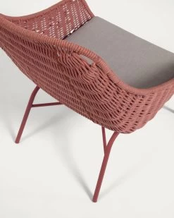 Abeli Terracotta Cord Armchair With Galvanised Steel Legs. | Kave Home -Quality Furniture Store CC2243J86 1D01