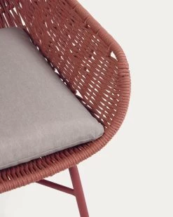 Abeli Terracotta Cord Armchair With Galvanised Steel Legs. | Kave Home -Quality Furniture Store CC2243J86 1D03