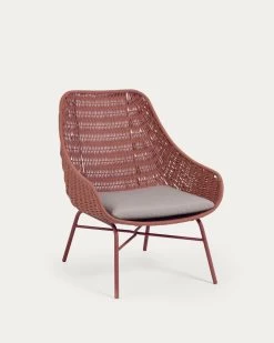 Abeli Terracotta Cord Armchair With Galvanised Steel Legs. | Kave Home