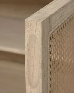 Rexit Sideboard With 4 Doors In Solid And Veneer Mindi Wood With Rattan 180 X 78 Cm | Kave Home -Quality Furniture Store CC2248FN46 1D03