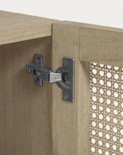 Rexit Sideboard With 4 Doors In Solid And Veneer Mindi Wood With Rattan 180 X 78 Cm | Kave Home -Quality Furniture Store CC2248FN46 1D05