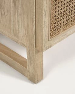 Rexit 3 Door Solid And Veneer White Cedarwood With Rattan 180 X 50 Cm | Kave Home -Quality Furniture Store CC2249FN46 1D02