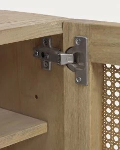 Rexit 3 Door Solid And Veneer White Cedarwood With Rattan 180 X 50 Cm | Kave Home -Quality Furniture Store CC2249FN46 1D05