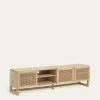 Rexit 3 Door Solid And Veneer White Cedarwood With Rattan 180 X 50 Cm | Kave Home
