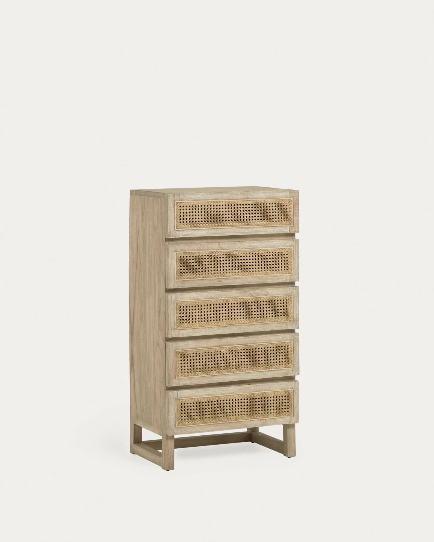 Rexit Solid Mindi Wood And Veneer Chest Of 5 Drawers With Rattan 60 X 113 Cm | Kave Home 3 Rexit Solid Mindi Wood And Veneer Chest Of 5 Drawers With Rattan 60 X 113 Cm | Kave Home