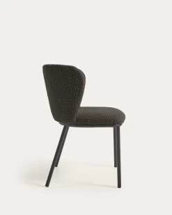 Ciselia Chair With Black Shearling And Black Metal | Kave Home -Quality Furniture Store CC3000J01 1V02