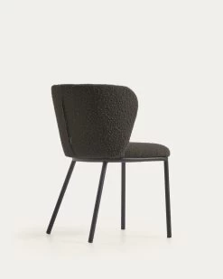 Ciselia Chair With Black Shearling And Black Metal | Kave Home -Quality Furniture Store CC3000J01 1V03