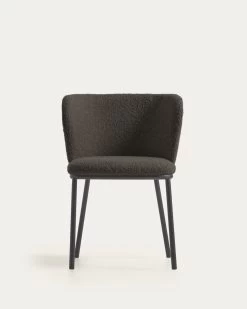 Ciselia Chair With Black Shearling And Black Metal | Kave Home -Quality Furniture Store CC3000J01 1V04
