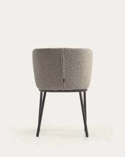 Ciselia Chair With Light Grey Shearling And Black Metal | Kave Home -Quality Furniture Store CC3000J14 1V05