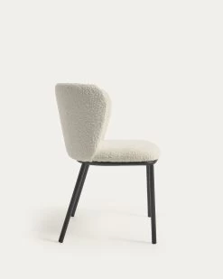 Ciselia Chair With White Fleece And Black Metal | Kave Home -Quality Furniture Store CC3000J33 1V02