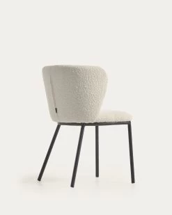 Ciselia Chair With White Fleece And Black Metal | Kave Home -Quality Furniture Store CC3000J33 1V03