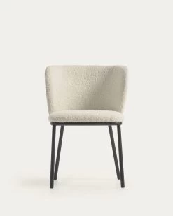 Ciselia Chair With White Fleece And Black Metal | Kave Home -Quality Furniture Store CC3000J33 1V04