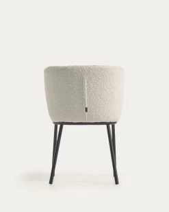 Ciselia Chair With White Fleece And Black Metal | Kave Home -Quality Furniture Store CC3000J33 1V05