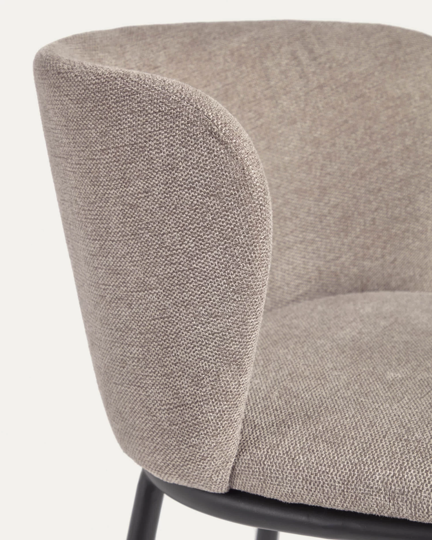Ciselia Chair In Light Brown Chenille And Black Steel | Kave Home 5 Ciselia Chair In Light Brown Chenille And Black Steel | Kave Home - Image 3