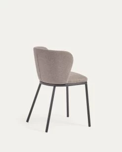 Ciselia Chair In Light Brown Chenille And Black Steel | Kave Home 17 Ciselia Chair In Light Brown Chenille And Black Steel | Kave Home -Quality Furniture Store CC3000KY10 1V03