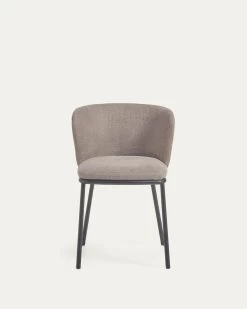 Ciselia Chair In Light Brown Chenille And Black Steel | Kave Home 18 Ciselia Chair In Light Brown Chenille And Black Steel | Kave Home -Quality Furniture Store CC3000KY10 1V04