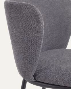 Ciselia Chair In Dark Grey Chenille And Black Steel | Kave Home -Quality Furniture Store CC3000KY15 1D01