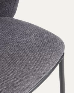 Ciselia Chair In Dark Grey Chenille And Black Steel | Kave Home -Quality Furniture Store CC3000KY15 1D02