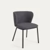 Ciselia Chair In Dark Grey Chenille And Black Steel | Kave Home -Quality Furniture Store CC3000KY15 1V01
